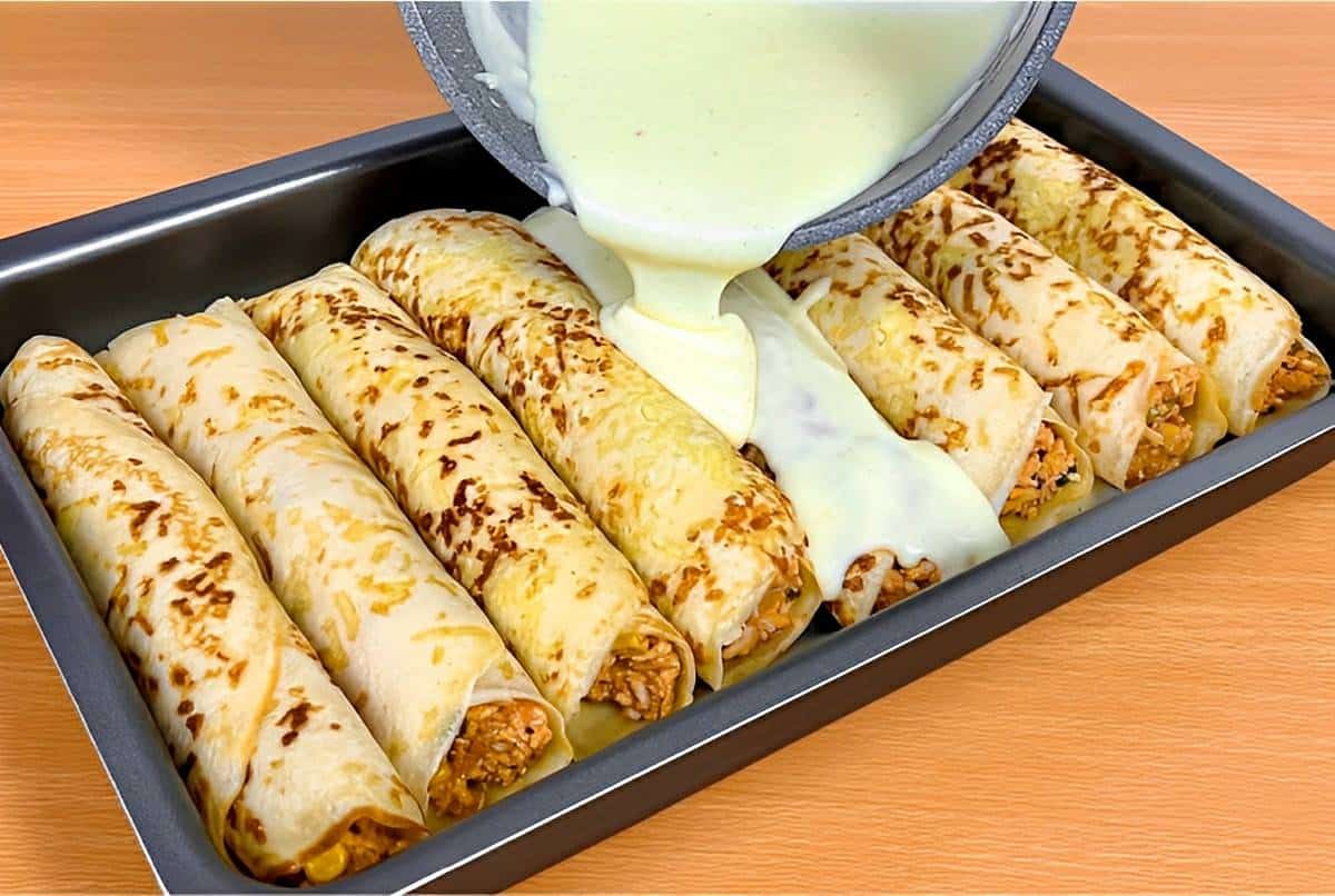 Panqueca de Frango com Molho Branco