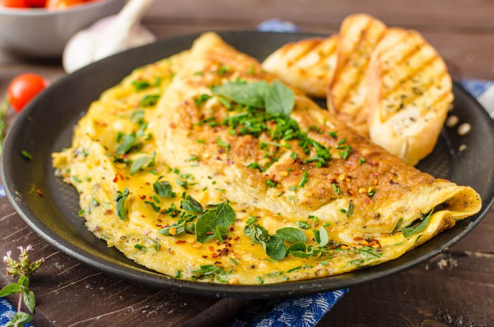 Omelete de Espinafre e Queijo