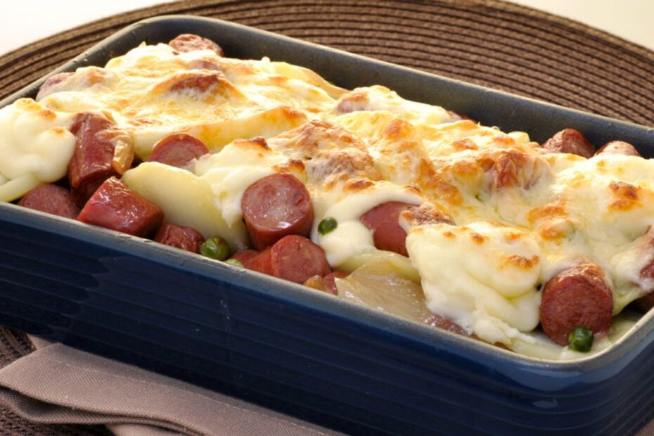 gratinado de batata com linguiça